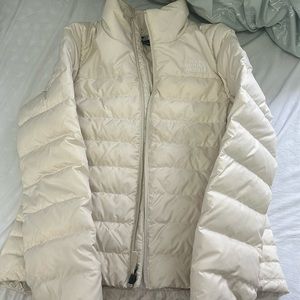 Cream North Face Puffer Jacket